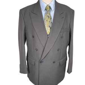 International Club Blazer‎ Men 42R Gray Birdseye Double Breasted Suit Jacket